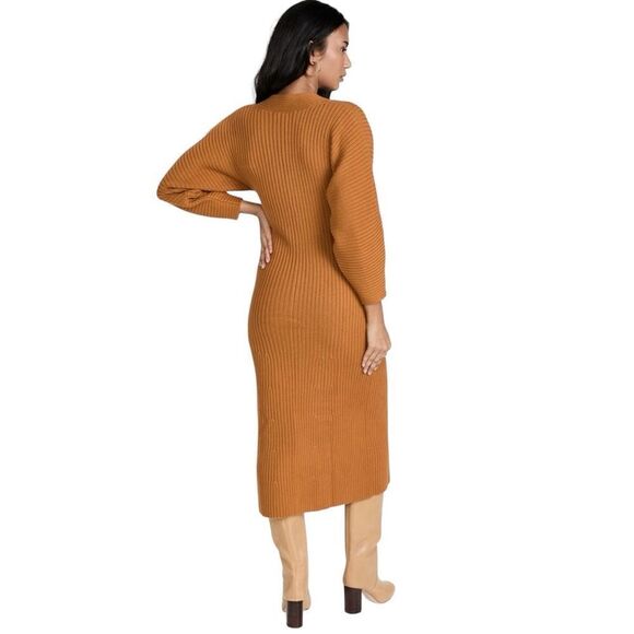 Mara Hoffman‎ Samira Long Sweater Dress Medium Long Sleeve V-Neck Knit Midi - Picture 4 of 15